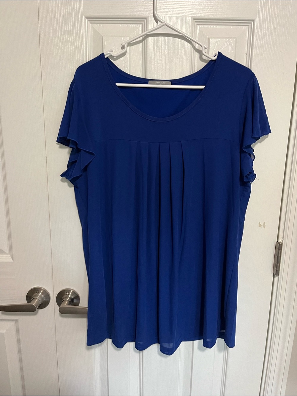 Women's Royal Blue Short Sleeve Pleated Tee